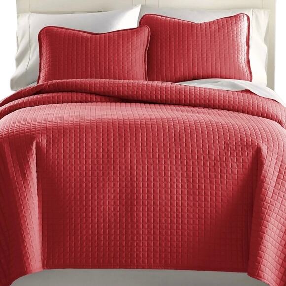 Southshore Oversized Lightweight 3 Pc Quilt Set Red Full/Queen - Picture 1 of 3